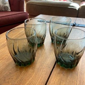 4 Smoked Moss Green Drinking Glasses
